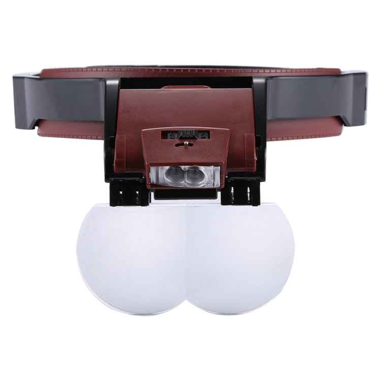 Multi-function Adjustable Maintenance Dentistry Reading Head Magnifier with 2 LED Light & 4 Lenses (1.7X, 2X, 2.5X, 4X)