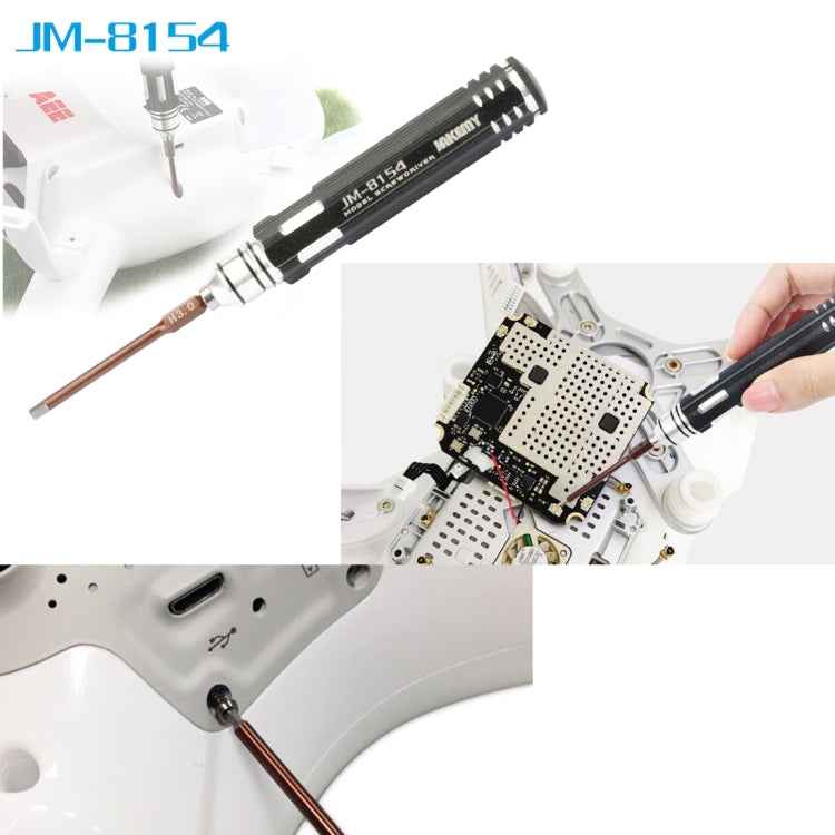 JAKEMY JM-8154 6 in 1 Model Screwdriver Set with 65mm S-2 Precision Bits(Cross 3.0, Hexagon H1.5 & H2.0 & H2.5 & H3.0)