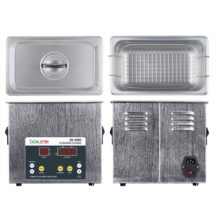 BAKU BK-2000 120W 3.36L LCD Display Heating Ultrasonic Cleaner with Basket, AC 220V, EU Plug