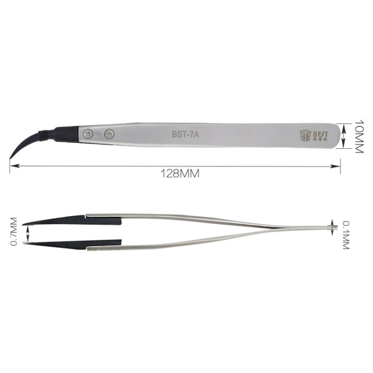 BEST BST-7A Curved Head Tweezers for Mobile Phone / Computer Repair