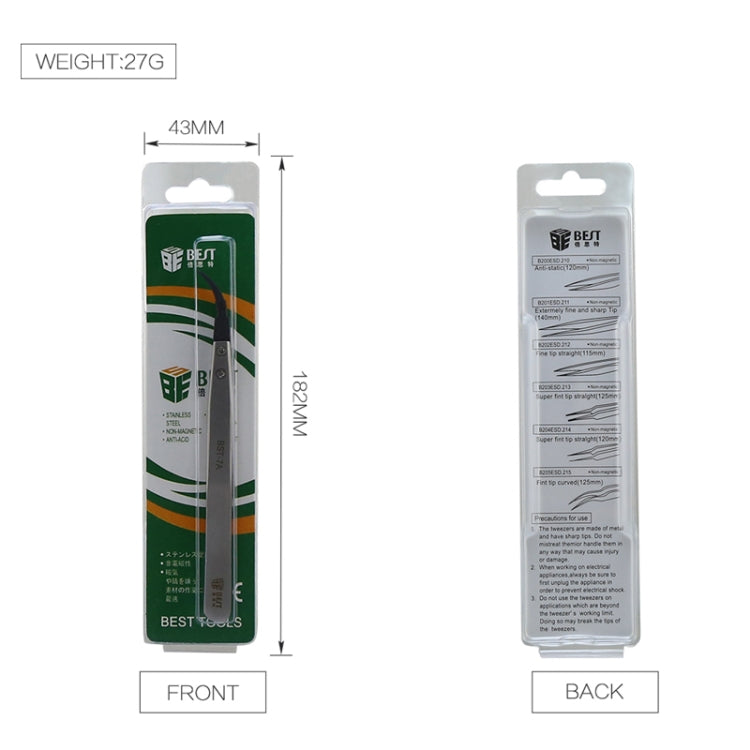 BEST BST-7A Curved Head Tweezers for Mobile Phone / Computer Repair