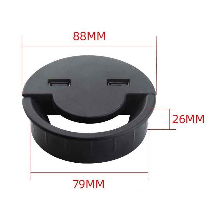 80mm Desktop Outlet USB Cable Wire Hole Cover Round Winder Holder