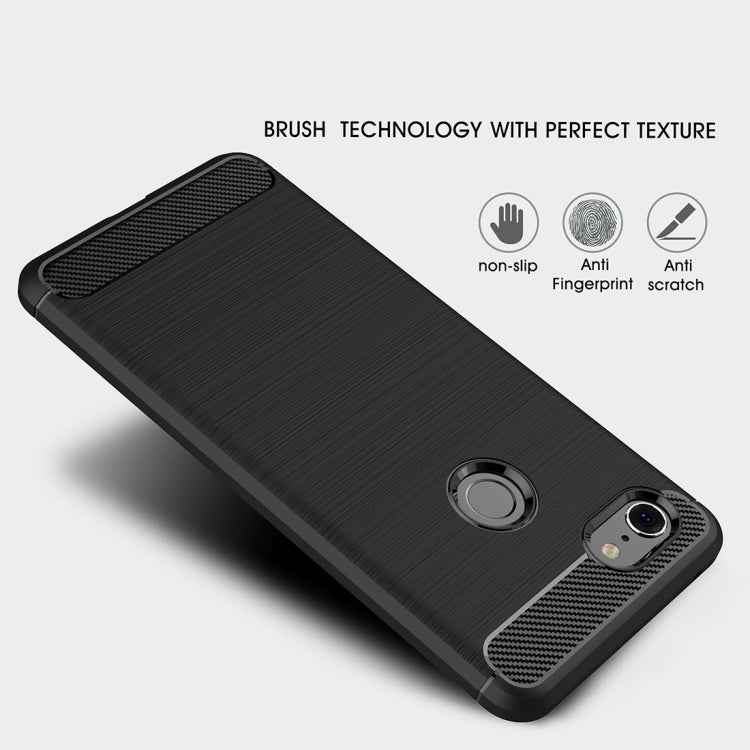 Brushed Texture Carbon Fiber Shockproof TPU Case for Google Pixel 3 XL