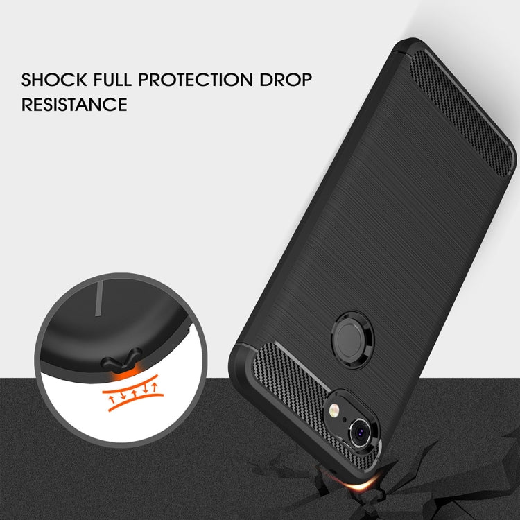 Brushed Texture Carbon Fiber Shockproof TPU Case for Google Pixel 3, For Google Pixel 3