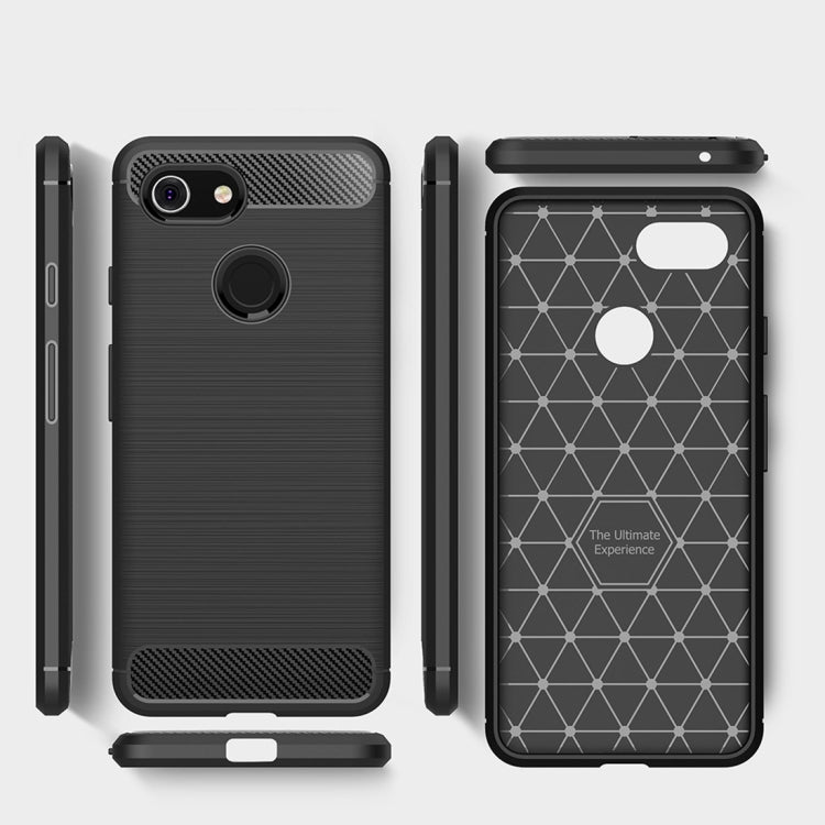 Brushed Texture Carbon Fiber Shockproof TPU Case for Google Pixel 3, For Google Pixel 3