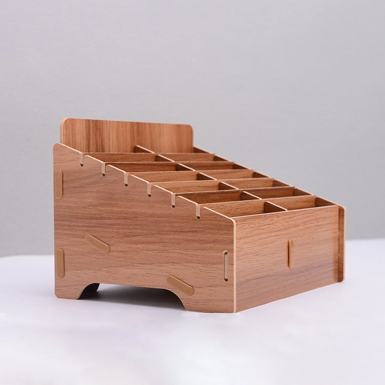 Wooden Multi-cell Mobile Phone Film Stand Desktop Accessories Display Rack, 14 Grids, Size: 21x17x16cm