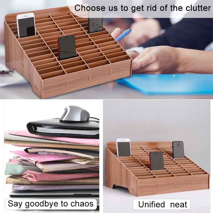 Wooden Multi-cell Mobile Phone Film Stand Desktop Display Rack, 60 Grids, Size: 41.7x34.5x23cm