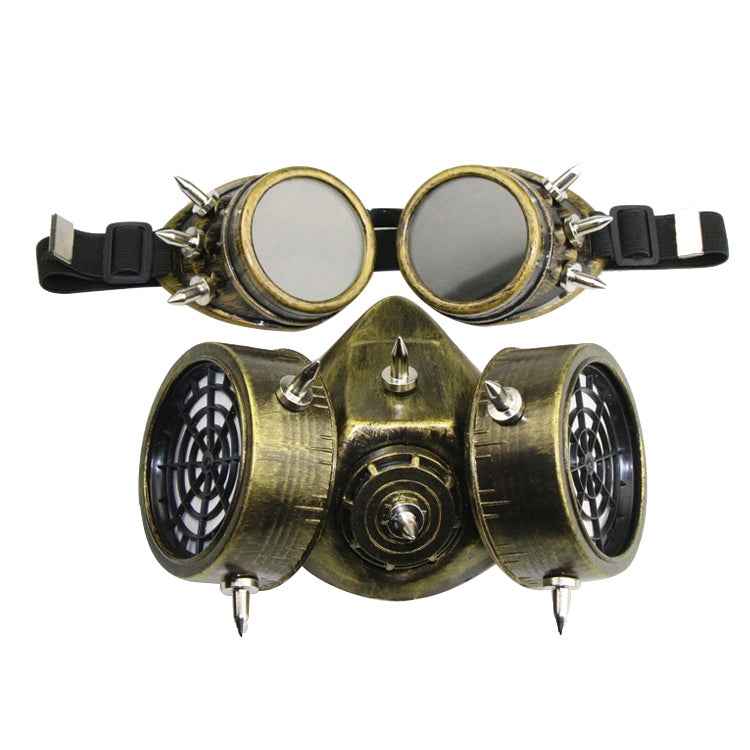 GM002 Halloween Dress Up Props Punk Style Gas Mask + Goggles Set