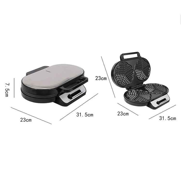 Household Waffle Maker Toaster Double Dish Heating Mini Breakfast Machine Sandwich Electric Cake Baking Machine, EU Plug