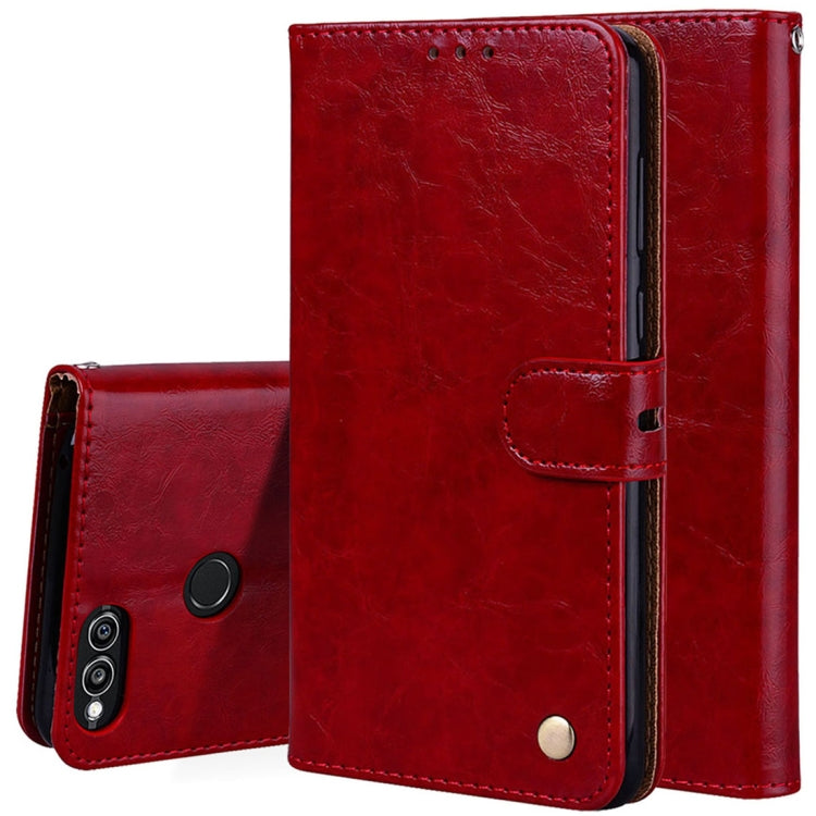 For Huawei Honor Play 7X Business Style Oil Wax Texture Horizontal Flip Leather Case with Holder & Card Slots & Wallet