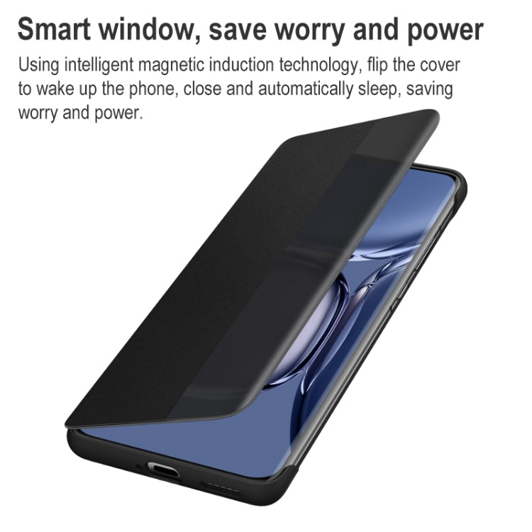 Étui de protection en cuir à rabat avec fonction veille/réveil pour Huawei P50 Pro