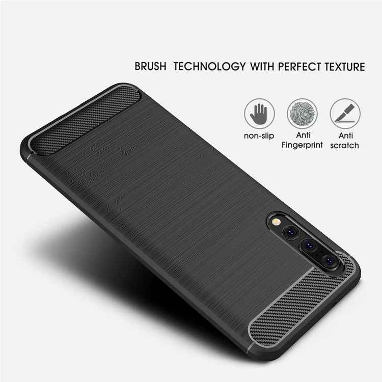 For Huawei P20 Pro Brushed Texture Carbon Fiber Shockproof TPU Protective Back Case