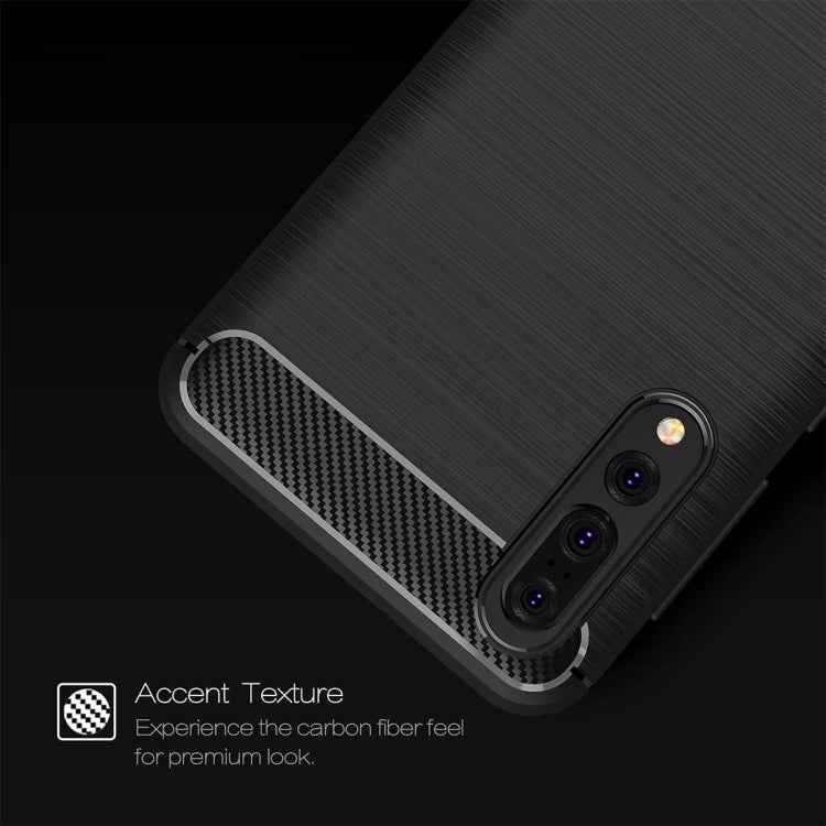 For Huawei P20 Pro Brushed Texture Carbon Fiber Shockproof TPU Protective Back Case