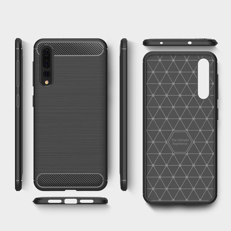 For Huawei P20 Pro Brushed Texture Carbon Fiber Shockproof TPU Protective Back Case