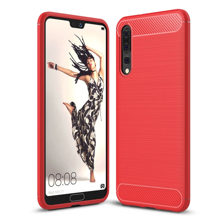 For Huawei P20 Pro Brushed Texture Carbon Fiber Shockproof TPU Protective Back Case, Huawei P20 Pro