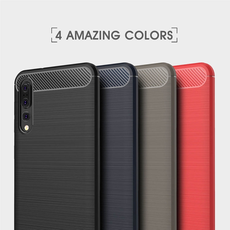 For Huawei P20 Pro Brushed Texture Carbon Fiber Shockproof TPU Protective Back Case