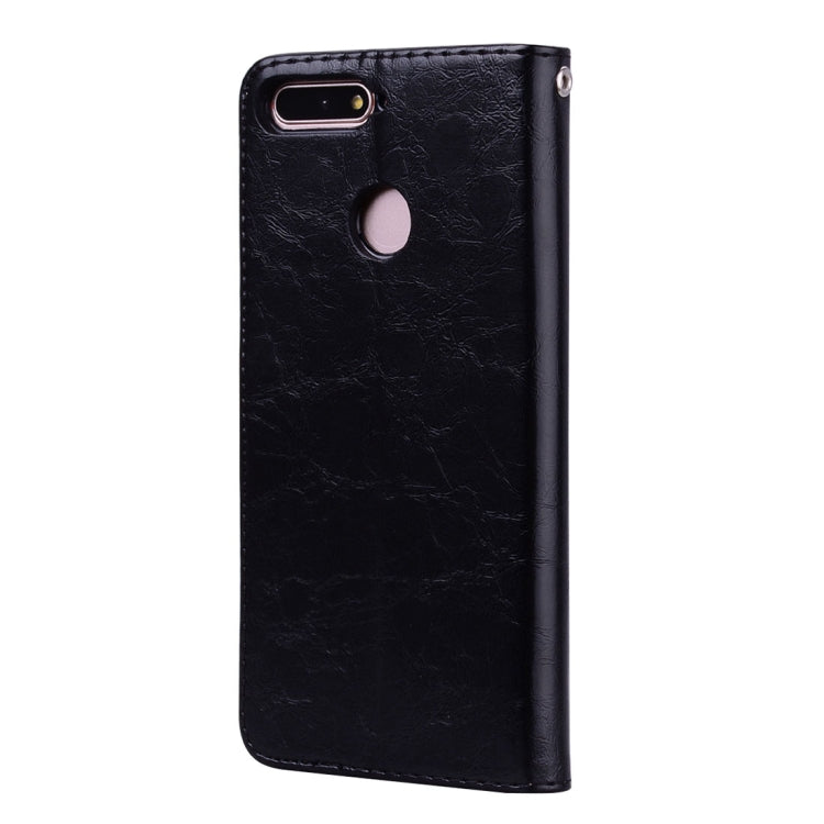 Business Style Oil Wax Texture Horizontal Flip Leather Case for Huawei Honor 7A (with fingerprint hole), with Holder & Card Slots & Wallet, For Huawei Honor 7A