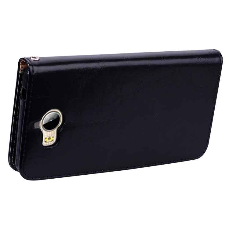 For Huawei Y5 (2017) / Y6 (2017) Business Style Oil Wax Texture Horizontal Flip Leather Case with Holder & Card Slots & Hand Strap