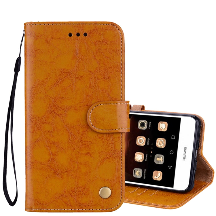 For Huawei Y5 (2017) / Y6 (2017) Business Style Oil Wax Texture Horizontal Flip Leather Case with Holder & Card Slots & Hand Strap, For Huawei Y5 (2017) / Y6 (2017), For Huawei Y5 (2017)