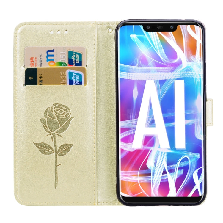 Rose Embossed Horizontal Flip PU Leather Case for Huawei Mate 20 Lite, with Holder & Card Slots & Wallet
