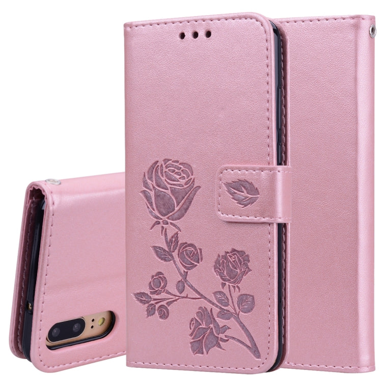 Rose Embossed Horizontal Flip PU Leather Case for Huawei P20, with Holder & Card Slots & Wallet
