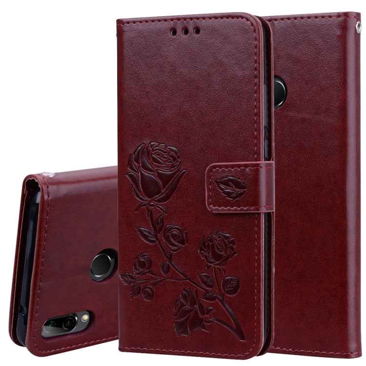 Rose Embossed Horizontal Flip PU Leather Case for Huawei Y9 (2019), with Holder & Card Slots & Wallet