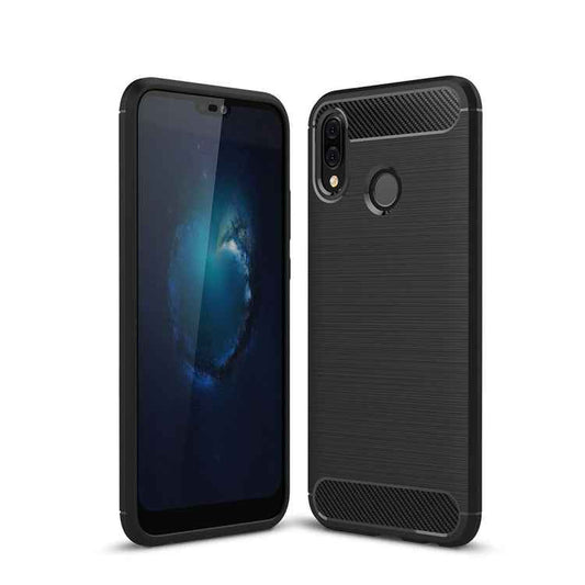 For Huawei  P20 Lite Brushed Texture Carbon Fiber Shockproof TPU Protective Back Case