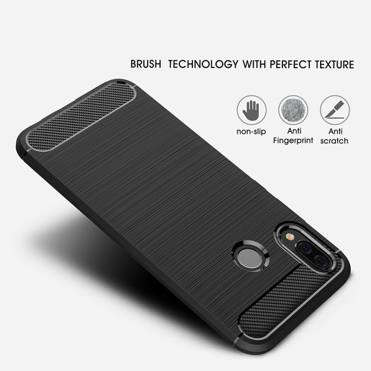For Huawei P20 Lite Brushed Texture Carbon Fiber Shockproof TPU Protective Back Case , Huawei P20 Lite