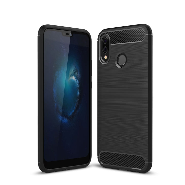 For Huawei P20 Lite Brushed Texture Carbon Fiber Shockproof TPU Protective Back Case , Huawei P20 Lite