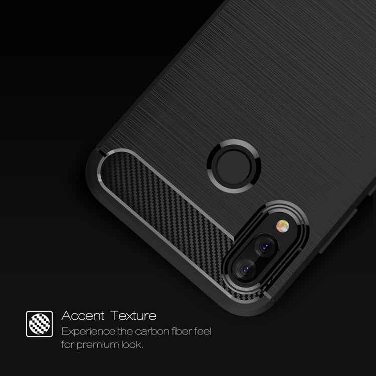 For Huawei  P20 Lite Brushed Texture Carbon Fiber Shockproof TPU Protective Back Case