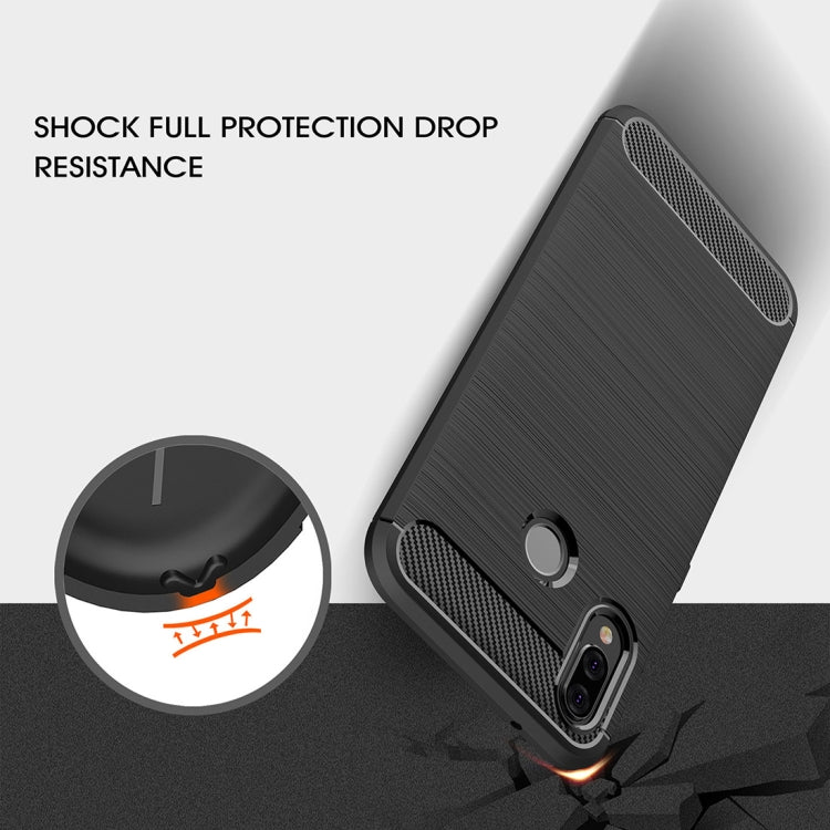 For Huawei P20 Lite Brushed Texture Carbon Fiber Shockproof TPU Protective Back Case , Huawei P20 Lite