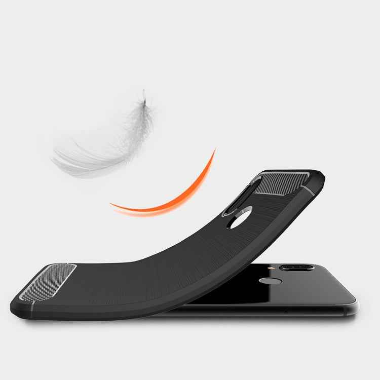 For Huawei P20 Lite Brushed Texture Carbon Fiber Shockproof TPU Protective Back Case , Huawei P20 Lite