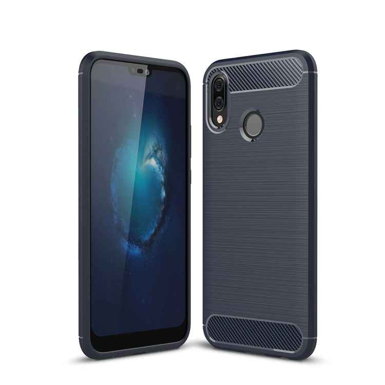 For Huawei  P20 Lite Brushed Texture Carbon Fiber Shockproof TPU Protective Back Case