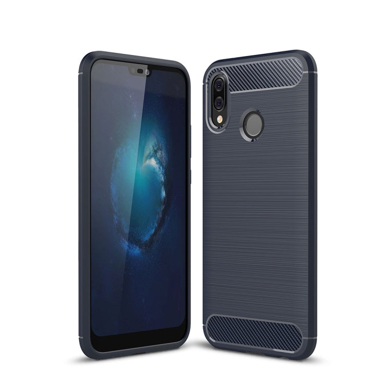 For Huawei P20 Lite Brushed Texture Carbon Fiber Shockproof TPU Protective Back Case , Huawei P20 Lite