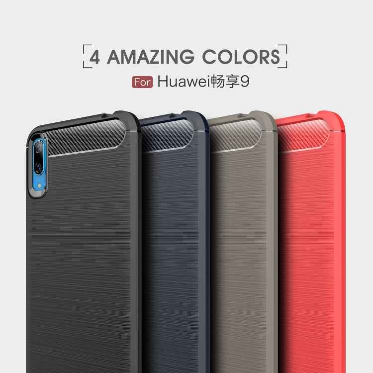 Brushed Texture Carbon Fiber Shockproof TPU Case for Huawei Enjoy 9
