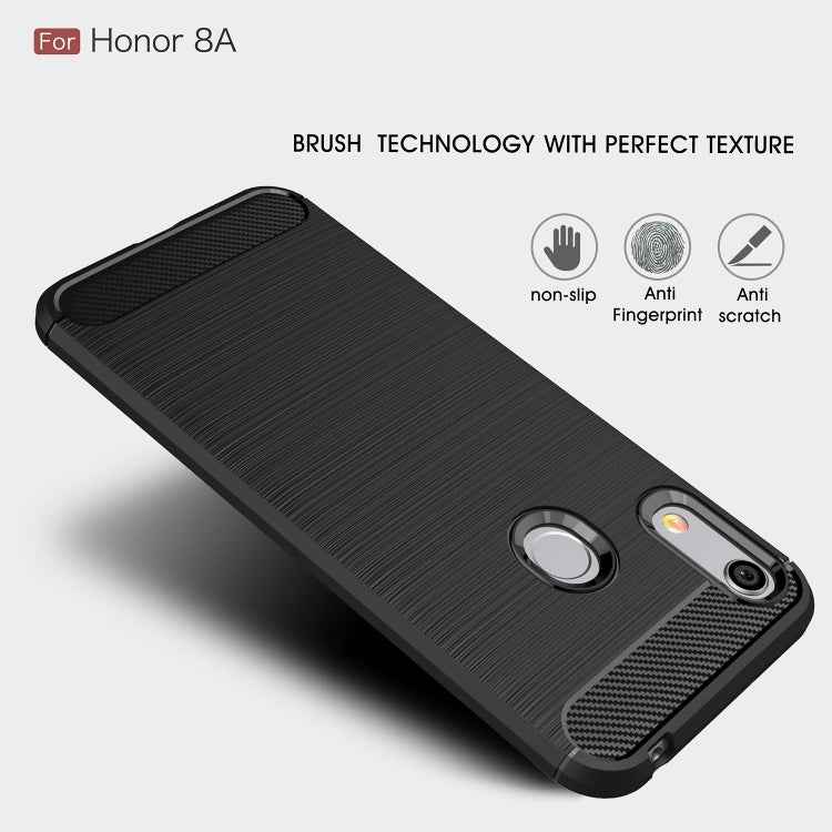 Brushed Texture Carbon Fiber Shockproof TPU Case for Huawei Honor 8A