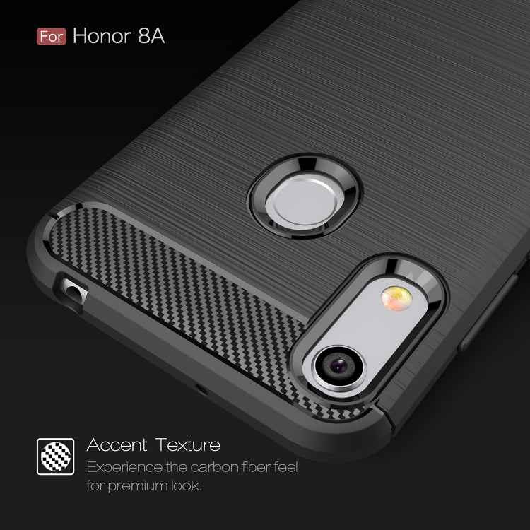 Brushed Texture Carbon Fiber Shockproof TPU Case for Huawei Honor 8A