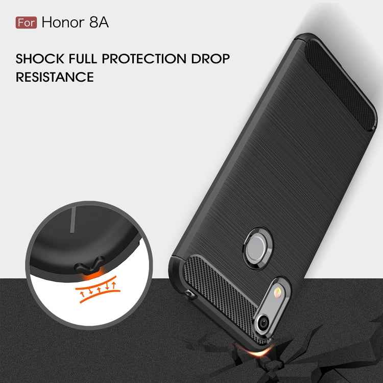 Brushed Texture Carbon Fiber Shockproof TPU Case for Huawei Honor 8A