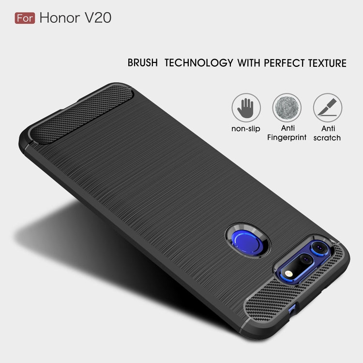 Brushed Texture Carbon Fiber Shockproof TPU Case for Huawei Honor View 20, For Huawei Honor View 20, For Honor View 20
