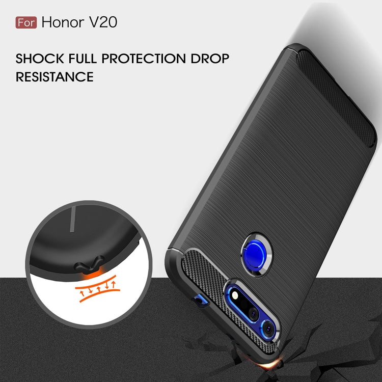 Brushed Texture Carbon Fiber Shockproof TPU Case for Huawei Honor View 20, For Huawei Honor View 20, For Honor View 20