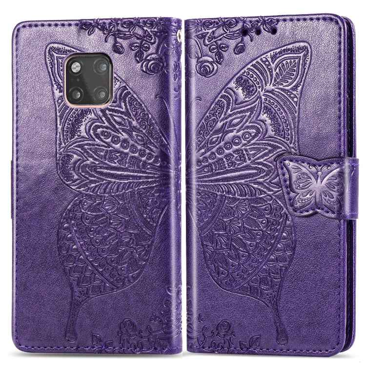Butterfly Love Flowers Embossing Horizontal Flip Leather Case for Huawei Mate 20 Pro, with Holder & Card Slots & Wallet