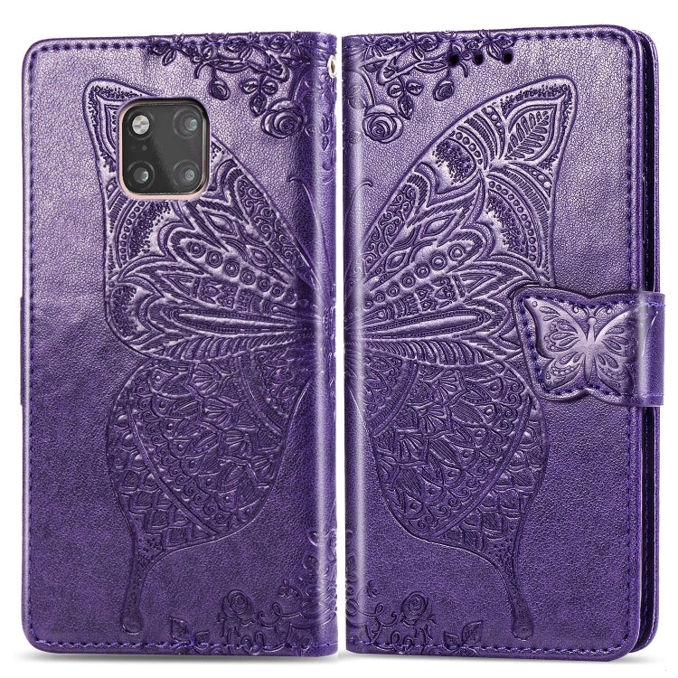 Butterfly Love Flowers Embossing Horizontal Flip Leather Case for Huawei Mate 20 Pro, with Holder & Card Slots & Wallet