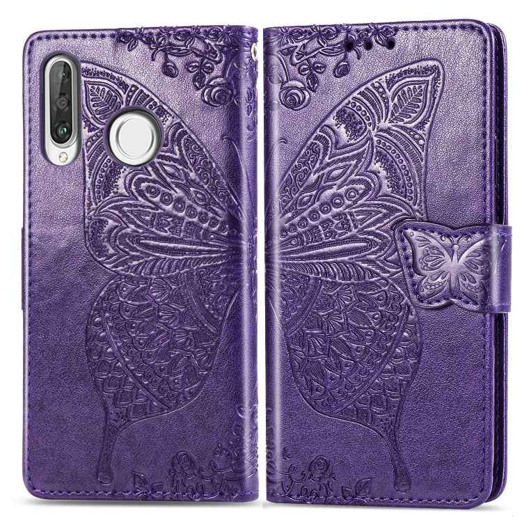 Butterfly Love Flowers Embossing Horizontal Flip Leather Case for Huawei P30 Lite / Nova 4e, with Holder & Card Slots & Wallet & Lanyard