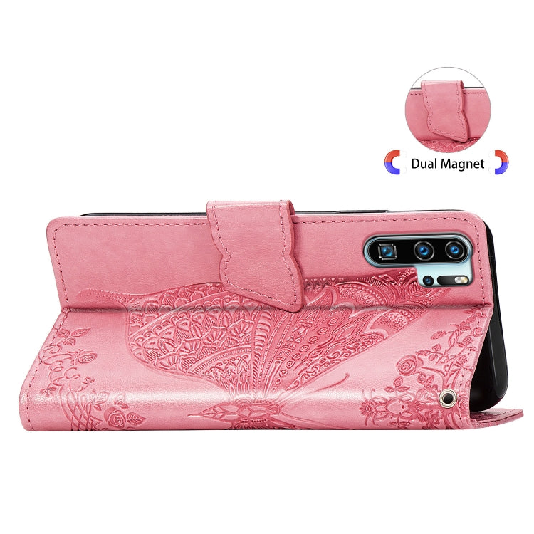 Butterfly Love Flowers Embossing Horizontal Flip Leather Case for Huawei P30 Pro, with Holder & Card Slots & Wallet & Lanyard