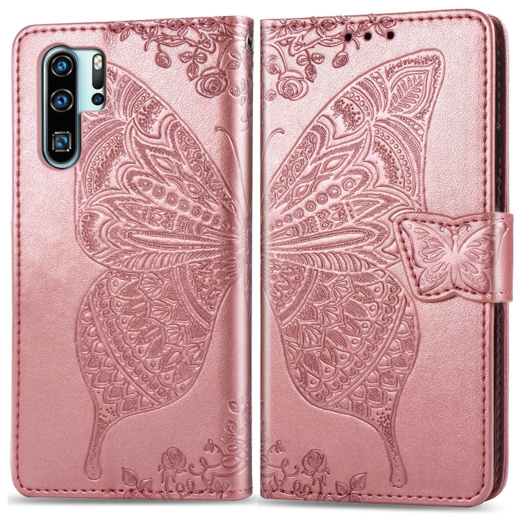 Butterfly Love Flowers Embossing Horizontal Flip Leather Case for Huawei P30 Pro, with Holder & Card Slots & Wallet & Lanyard