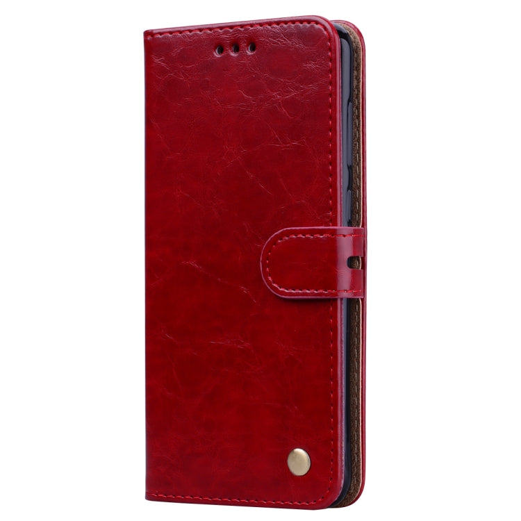 Étui à rabat horizontal en cuir texturé style business pour Huawei Honor 8C, avec support, emplacements pour cartes et portefeuille.