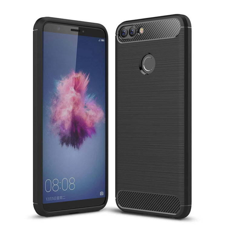For Huawei P smart / Enjoy 7S Brushed Texture Carbon Fiber Shockproof TPU Protective Back Case, For Huawei P smart / Enjoy 7S