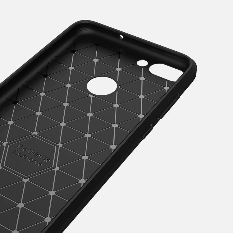 For Huawei P smart / Enjoy 7S Brushed Texture Carbon Fiber Shockproof TPU Protective Back Case