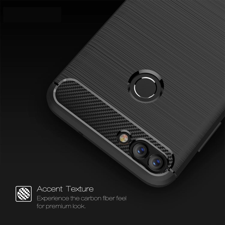 For Huawei P smart / Enjoy 7S Brushed Texture Carbon Fiber Shockproof TPU Protective Back Case