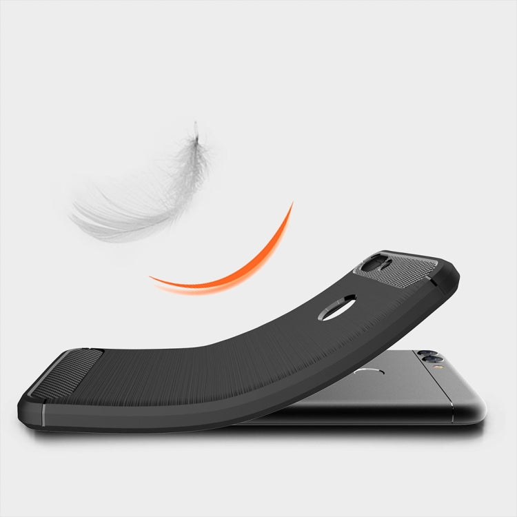 For Huawei P smart / Enjoy 7S Brushed Texture Carbon Fiber Shockproof TPU Protective Back Case, For Huawei P smart / Enjoy 7S